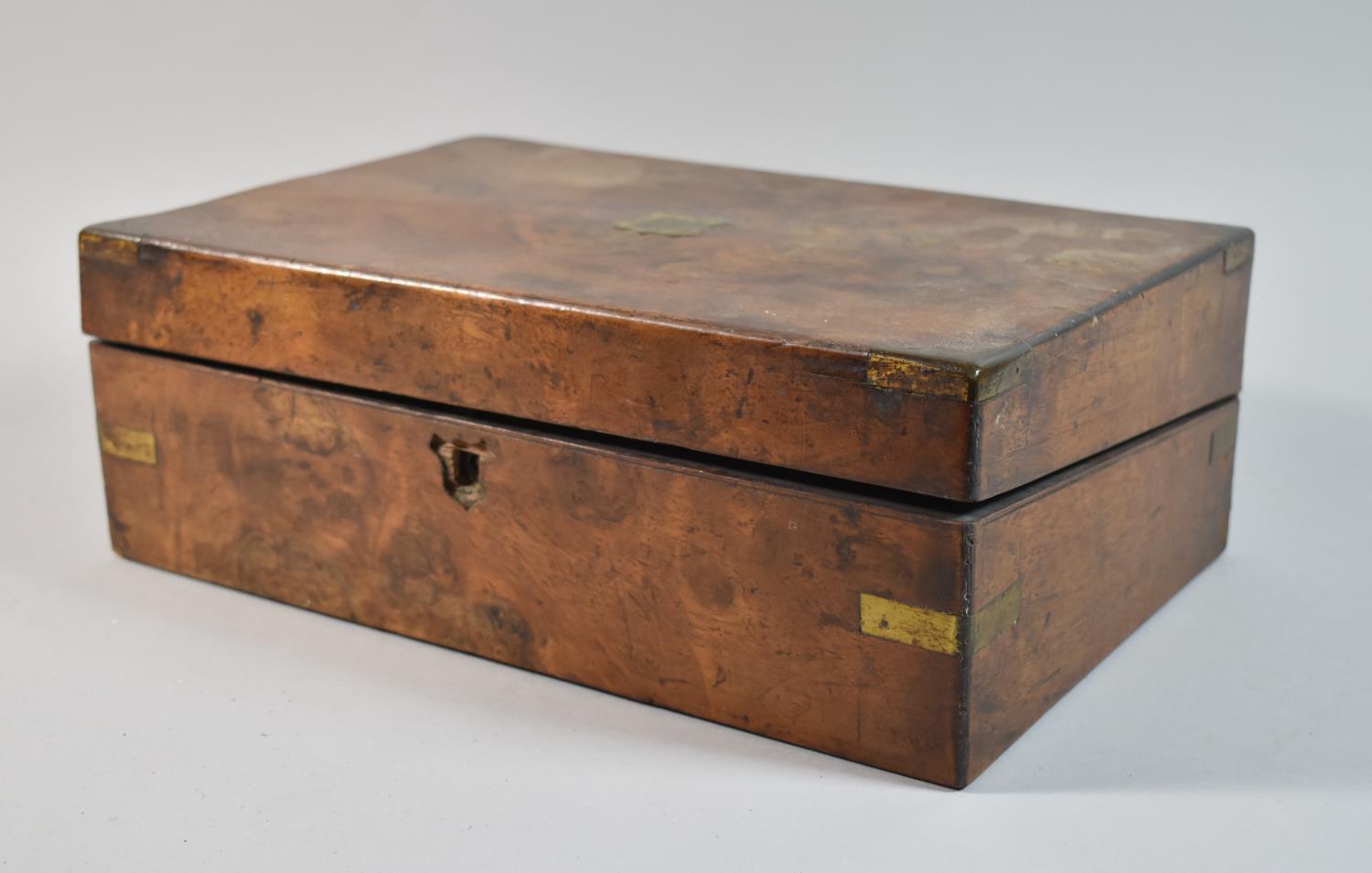 A 19th Century Burr Walnut Writing Slope Now Converted to Workbox and Containing Various