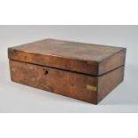 A 19th Century Burr Walnut Writing Slope Now Converted to Workbox and Containing Various