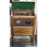 A Vintage Oak Cased Radiogram on Barley Twist Supports, 53cm wide