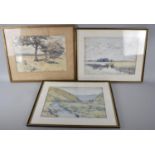 A Pair of Hogarth Framed Watercolours Depicting River Views, Together with Watercolour with Avenue