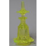 A Uranium Glass Scent Bottle with Stopper, 14cm high