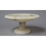 A Modern Carved Alabaster Shallow Dish on Turned Foot with Acanthus Support, 25cm Diameter