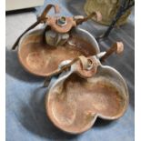 Two Galvanized Double Drinking Bowls for Cattle