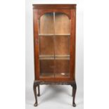 An Edwardian Glazed Display Cabinet with Two Glass Shelves, Cabriole Supports, 54cm Wide