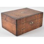 A Late 19th Century Banded Inlaid Walnut Work Box, In Need of Restoration and Hinges Refixing,