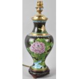 A 20th Century Oriental Cloisonne Table Lamp Decorated with Chrysanthemum and Insects, 37cm hgh