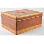 A Contemporary Wooden Work Box with Lozenge Decoration to Hinged Lid, 36cm Wide