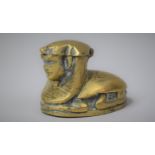 A Victorian Brass Desktop Novelty Inkwell in the Form of a Sphinx, with Hinged Lid, 7cm Long