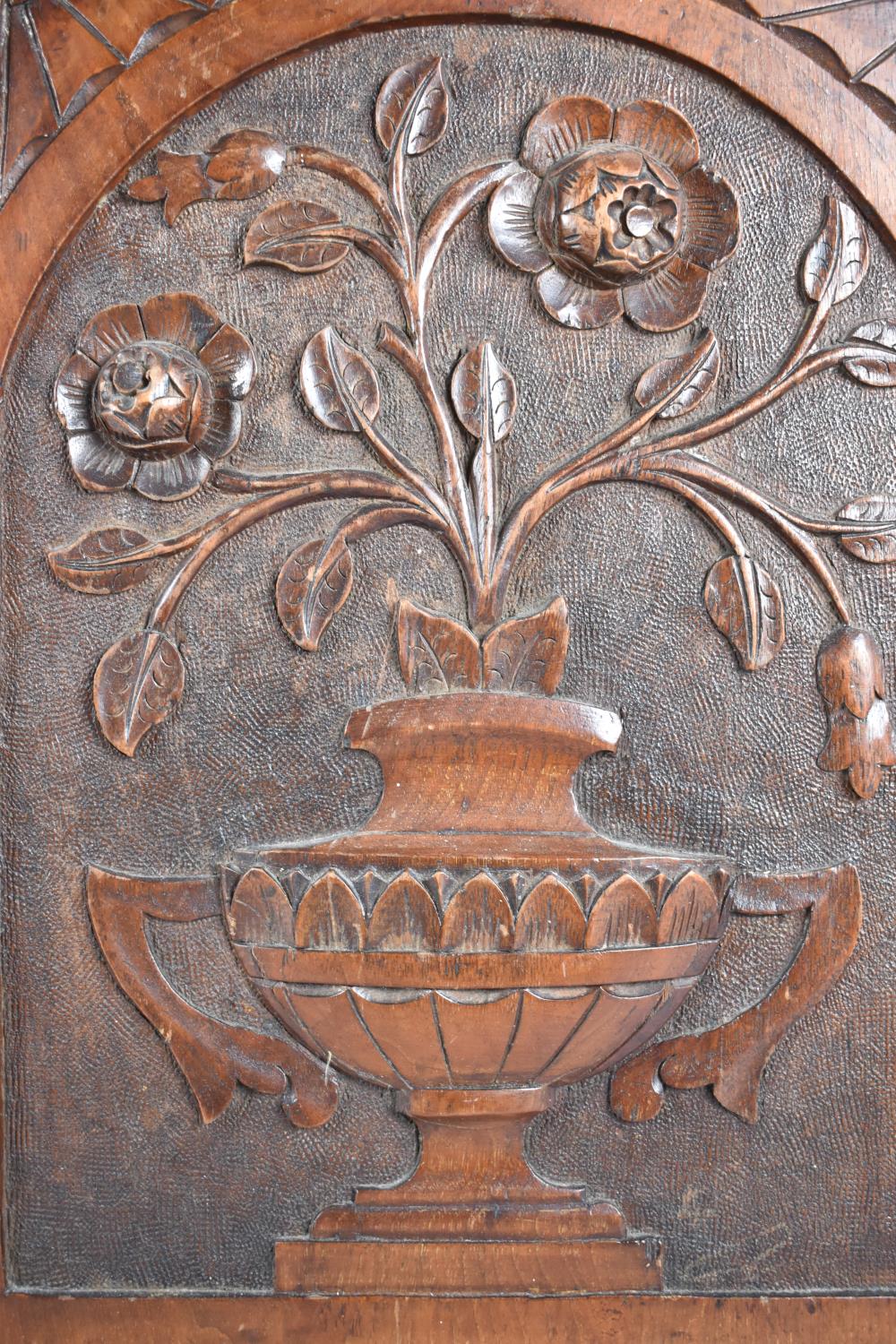 A Carved Rectangular Panel Depicting Two Handled Vase with Flowers, 37x47cm - Image 2 of 2