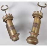 A Pair of Reproduction GWR Carriage Candle Lamps, Missing Shades, 17cm high
