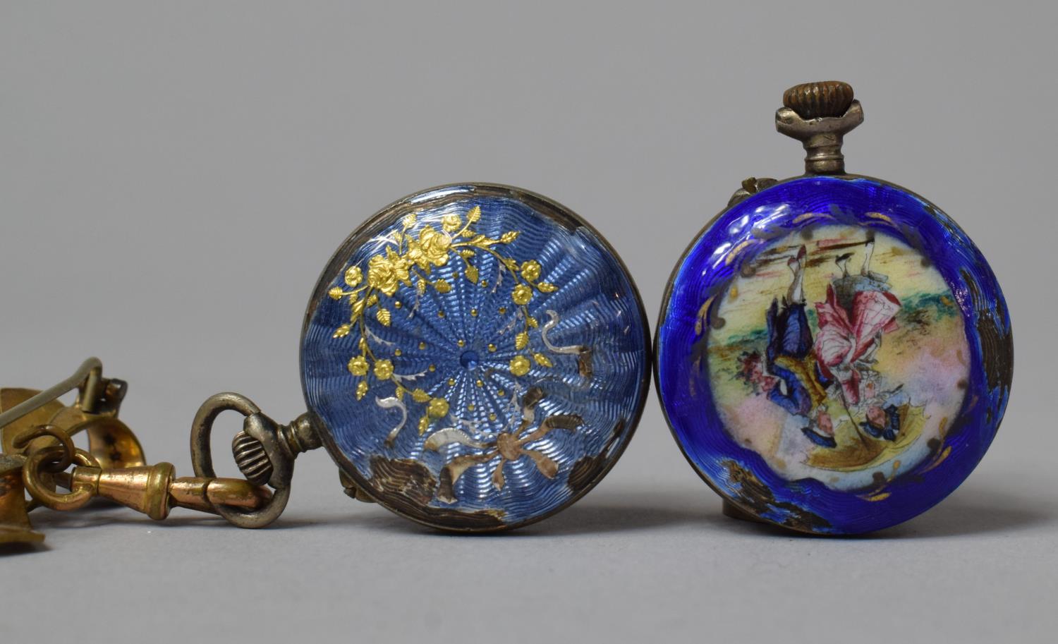 Two Silver and Enamel Fob Watches Both in Need of Attention - Image 2 of 2