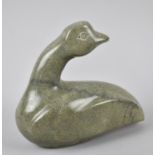 A Inuit Green Stone Study of a Bird with Head Turned, 16cm Long