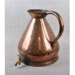 A Late Victorian Four Gallon Copper Measuring Jug with Brass Tap, 41cm High