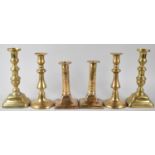 Three Pairs of Brass Candlesticks, Tallest 21cm high