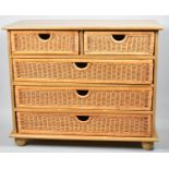 A Modern Chest of Two Short and Three Long Wicker Drawers, 89.5cm wide
