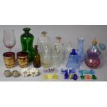 A Collection of Various Coloured Glassware to comprise Scent Bottles, End of the Day Glass Sweets,