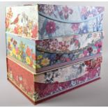 A Set of Three Floral Decorated Storage Boxes, 42.5x29x13cm