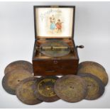 A Continental Walnut Cased Symphonion Disc Playing Musical Box No.8046 Complete with Nne Discs, 19.