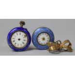 Two Silver and Enamel Fob Watches Both in Need of Attention