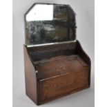 An Edwardian Oak Wall Hanging Glove or Candle Box with Bevelled Mirror Over, 32.5cm Wide