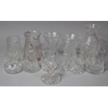 A Collection of Various Cut Glass and Other Jugs, Bowls, Candlestick, Vases Etc