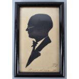 A Small Framed Silhouette of a Gent, Inscribed Barcelona '51