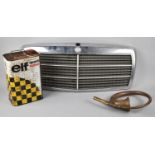 A Vintage Elf Oil Can, Mercedes Radiator Grille and Vintage Style Brass Car Horn