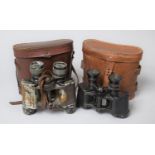 Two Pairs of Leather Cased Vintage Binoculars, Zenith Stereo and Octopus 8x21