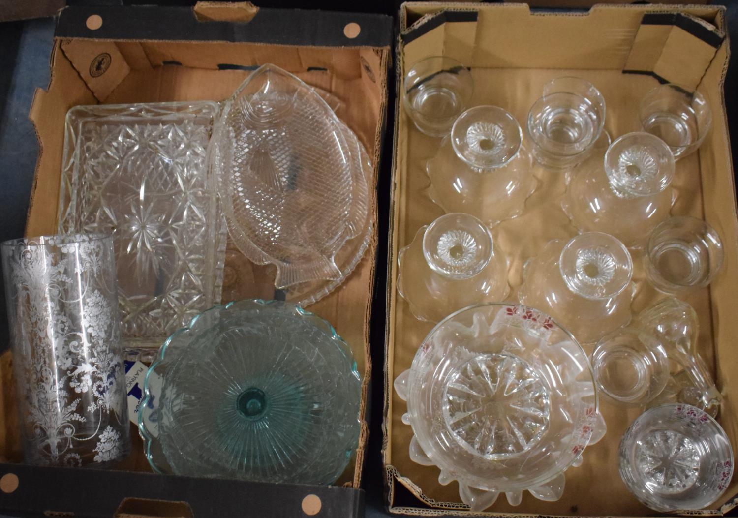 Two Boxes of Moulded and Pressed Glassware