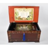 A Continental Faux Crossbanded Walnut Musical Box with Three Bells and Butterfly Strikers, "Bells in