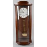 A Reproduction Mahogany Cased Wall Clock with Quartz Movement, 67cm high