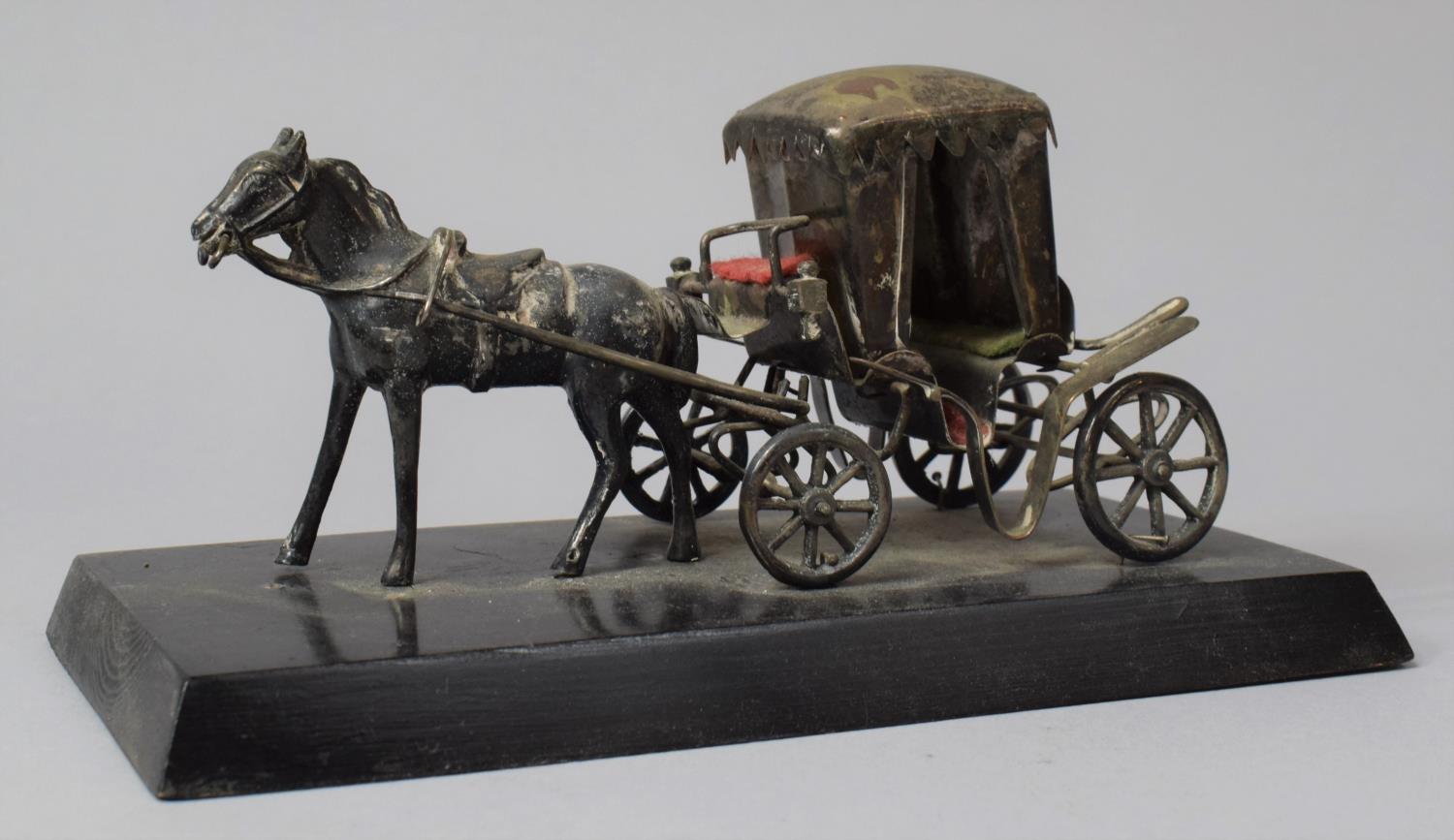 A Continental Silver Plated Model of Horsedrawn Carriage on Rectangular Plinth Base, 18.25cm Long