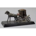 A Continental Silver Plated Model of Horsedrawn Carriage on Rectangular Plinth Base, 18.25cm Long