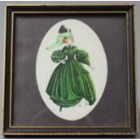 A Small Easel Backed Framed Watercolour "Riding Habit 1885", Signed by the Artist Pauline Martin and