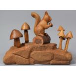 A Composition Ken Kelehen Study of Squirrel with Acorn and Toad Stools, 31cm long