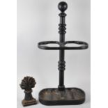 A Modern Metal Two Division Stick Stand Together with a Wheatsheaf Cast Iron Doorstop