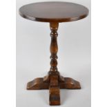 A Small Mid 20th Century Oak Circular Topped Wine Table with Turned Support, 33cm Diameter