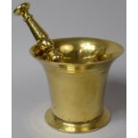 A Modern Brass Pestle and Mortar, 10cm high