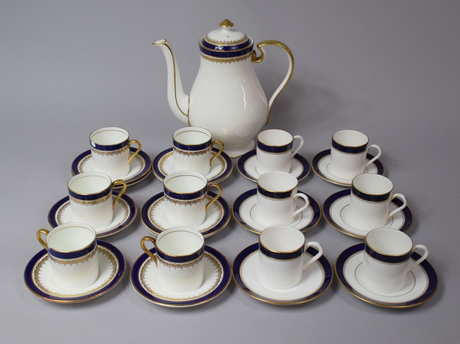 A Collection of Various Part Sets of Gilt and Cobalt Blue Decorated Coffee wares to comprise Royal