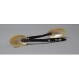 A Pair of Novelty Souvenir Teaspoons with Ebonised Handles Inlaid with Mother of Pearl and Mother of