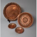A Collection of Late 19th/early 20th Century Copperwares to Include Circular Footed Bowl, Circular