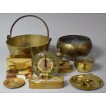 A Collection of Various Brasswares to comprise Jam Pan, Letter Rack, Fire Side Ornaments, Bowls