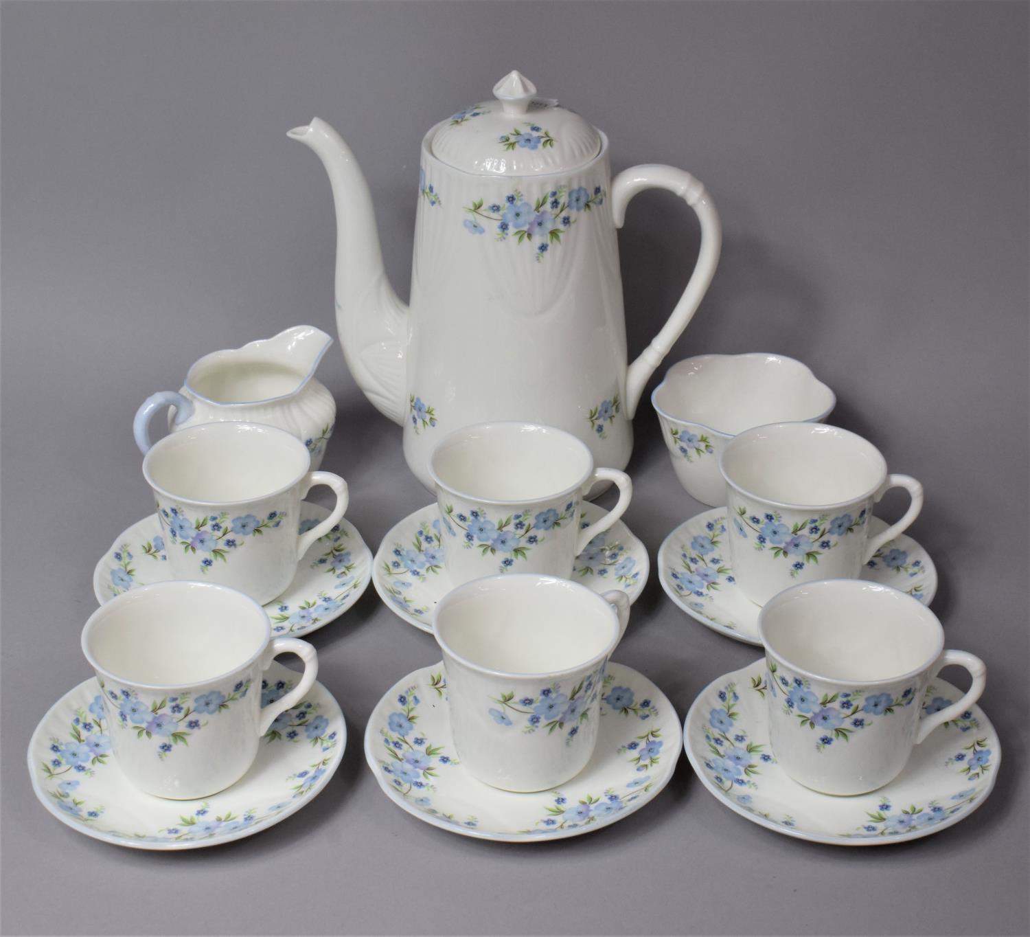 A Crown Staffordshire Rock Garden Coffee Set to comprise Six Cans, Six Saucers, Milk, Sugar and a