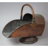 A Vintage Copper Helmet Shaped Coal Scuttle, 50cm Long, Missing Handle