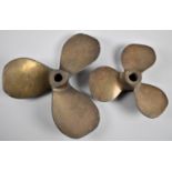 Two Graduated Three Blade Bronze Boat Propellers Stamped "JGM280-114x9" and "JGM579812x6", Largest