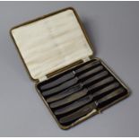 A Cased Set of Six Silver Handled Butter Knives, Sheffield 1960