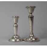 Two Filled Silver Candlesticks, Birmingham 1984, 11cm high and London 1915, 15cm high, has Been