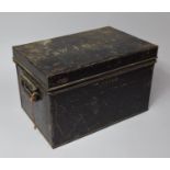 A Toleware Deed Box, the Hinged Lid Inscribed for "P W J OAKES", 36cm Wide