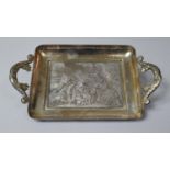 A Miniature Silver Plate on Copper Two Handled Tray with Repousse Decoration, "Lancret Plaisirs
