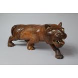 A Carved Wooden Study of a Lioness, 38cm Long, Some Condition Issues to Include Loss etc